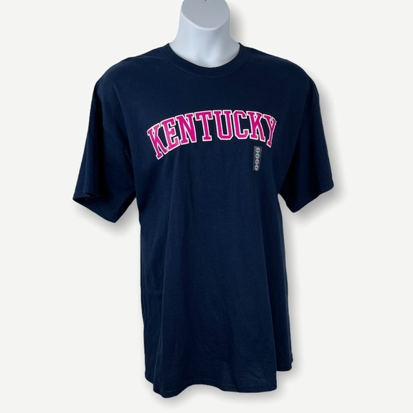 Navy and Pink Kentucky Spellout Crew Neck Short Sleeve Top Size XXL - Picture 4 of 9